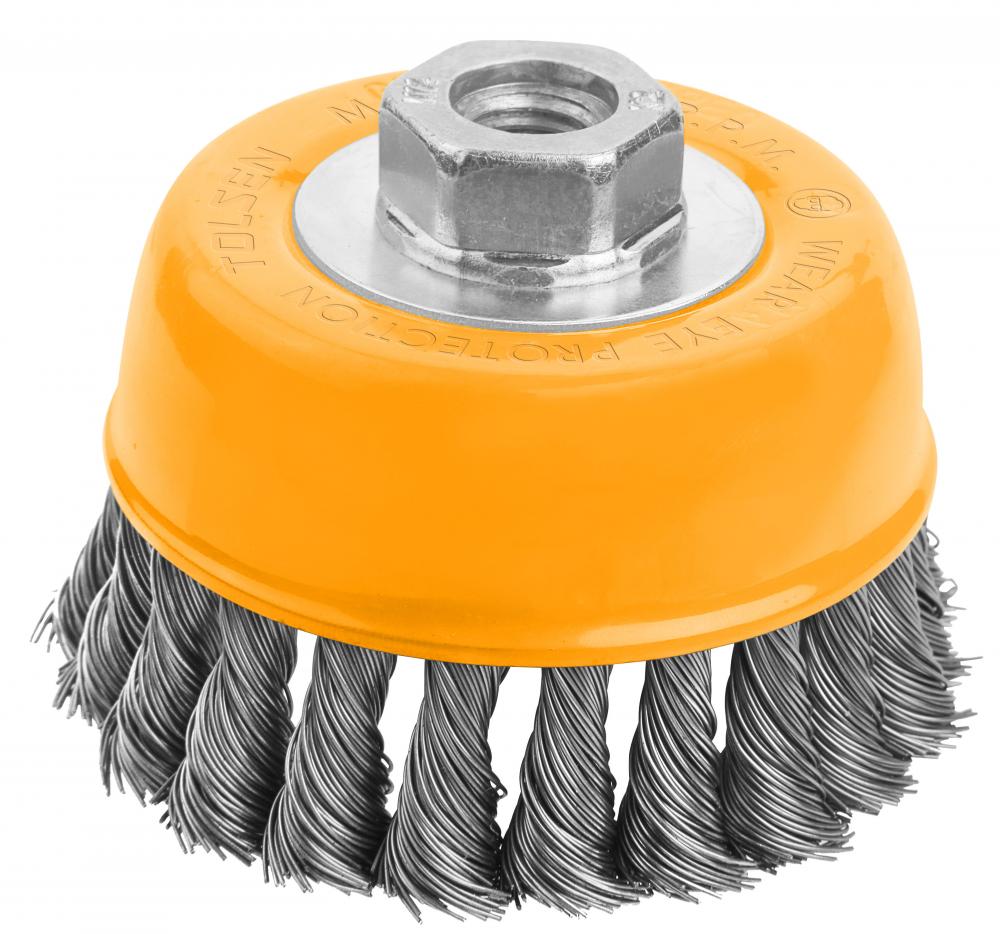 Perie cupa din sarma rasucita cu piulita 75 mm M14x2, Industrial